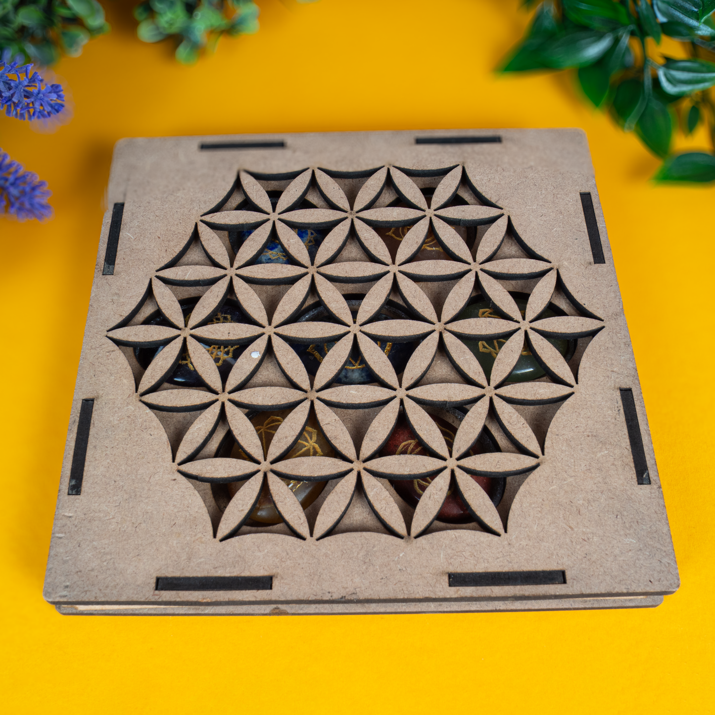Chakra Taschensteine Set in Blumes des Lebens Box