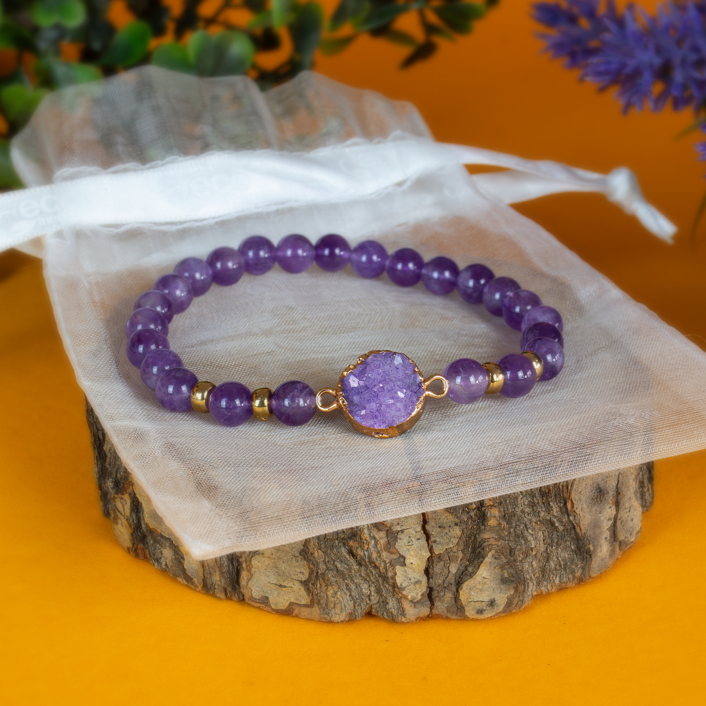 Amethyst mit Cluster Armband