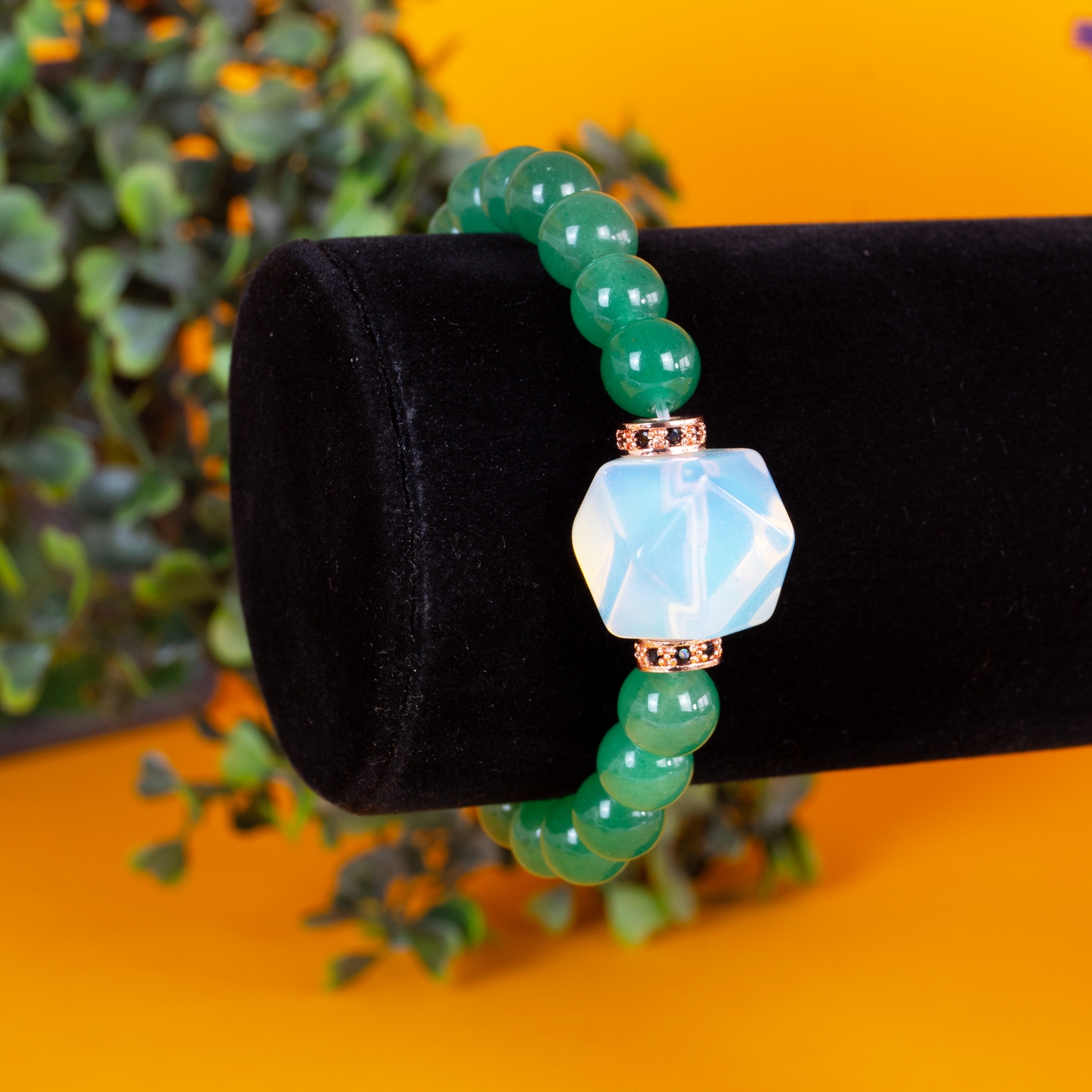 Grüner Aventurin mit Opalit Armband