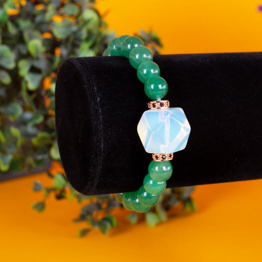 Grüner Aventurin mit Opalit Armband