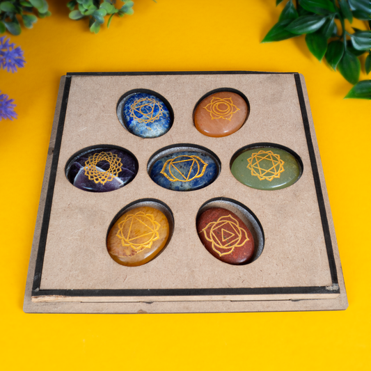Chakra Taschensteine Set in Blumes des Lebens Box