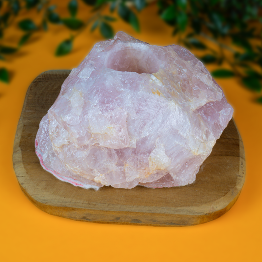 Rosenquarz Cluster Teelichthalter