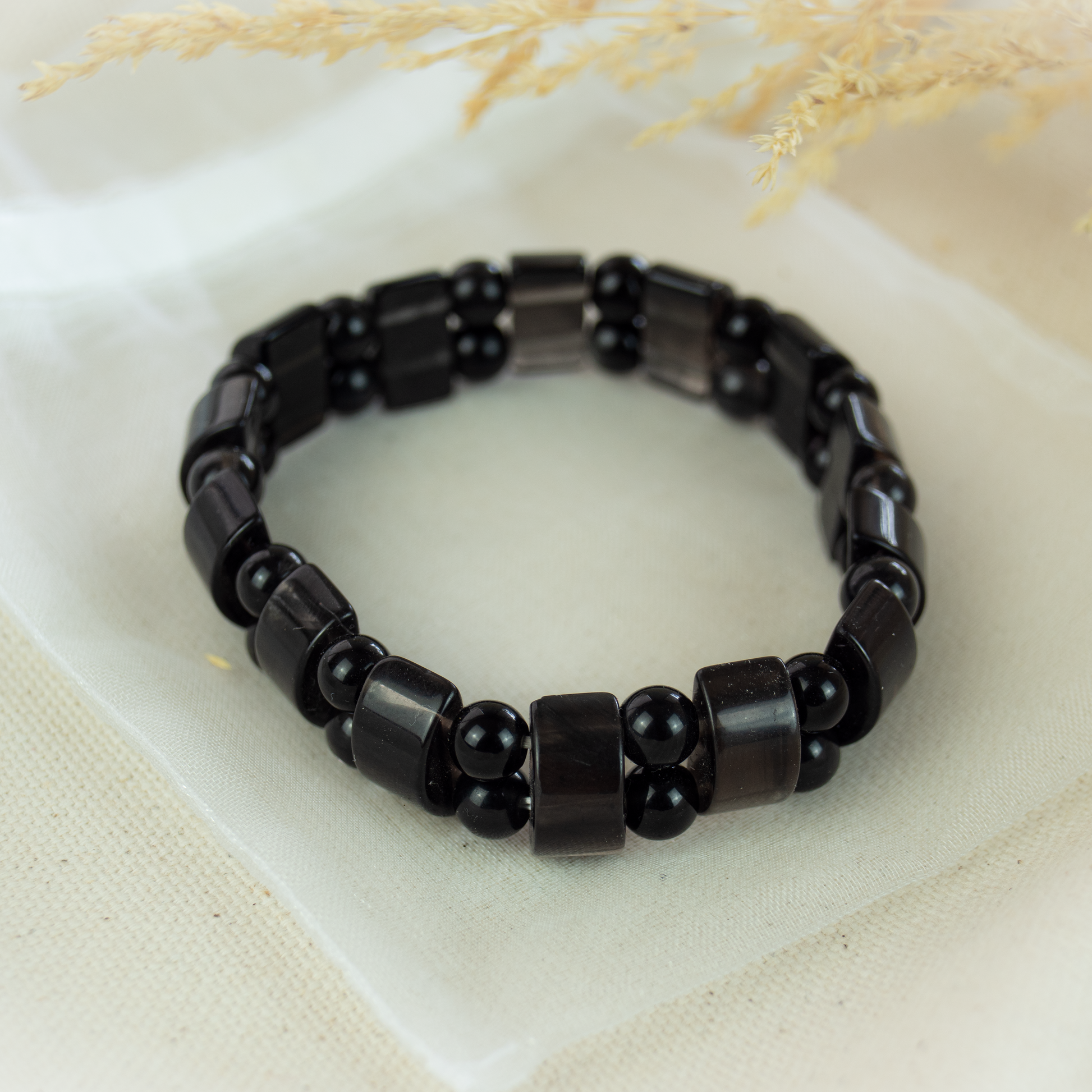 Lamellenobsidian Fancy Armband