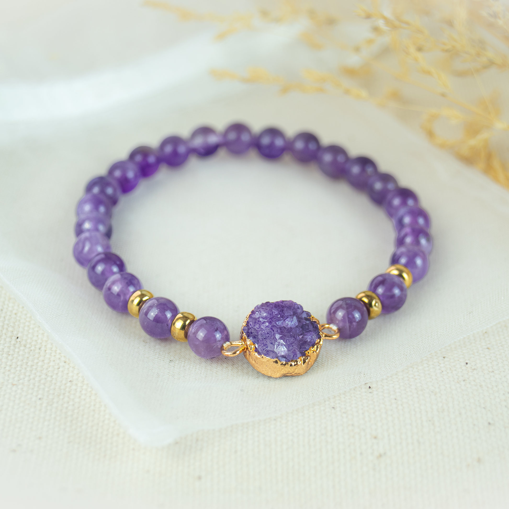 Amethyst mit Cluster Armband