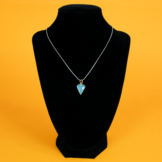 Aquamarin Diamantform - vergoldet - 15 x 12 mm
