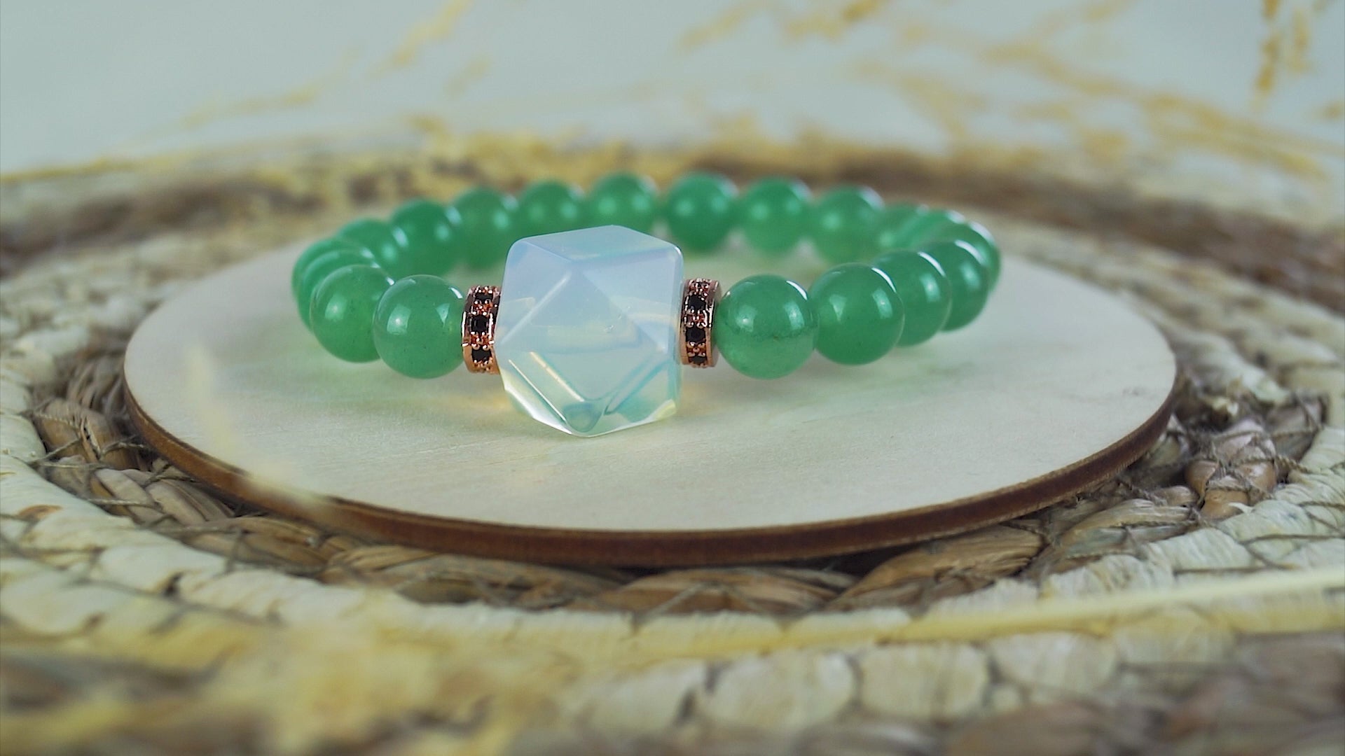 Grüner Aventurin mit Opalit Armband
